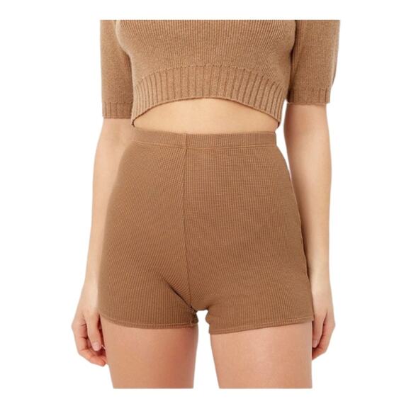 Frankie’s Bikinis Oliver Camel Thermal Waffle Short Small NWT - Picture 1 of 8